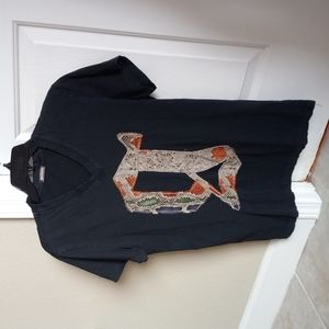 Galliano "G" Snake Skin Print Black T-shirt Size Med US